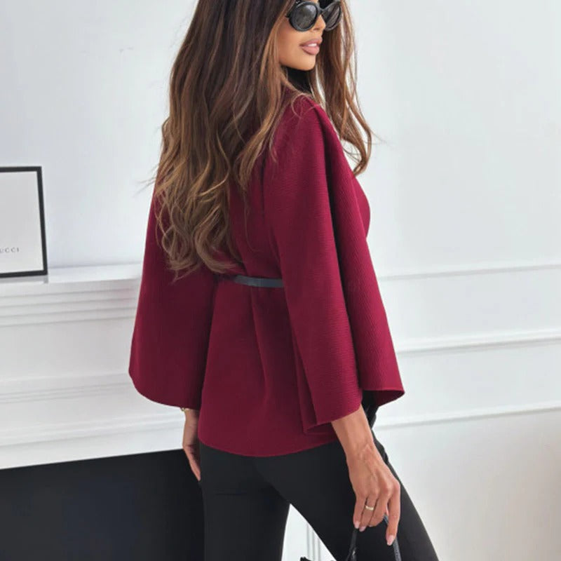 Drune | Gürtel Umhang Jacke Eleganter Hoher Kragen