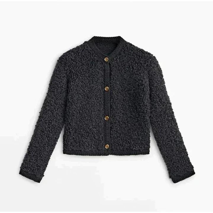 Drune | Teddy Coat - Lockere Passform - Weicher Fleece-Stoff - Knopfverschluss - Rundhals