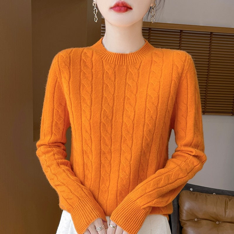 Drune | Pullover Sweatshirt - Wollstrick - Lockere Passform - Zopfmuster - Lange Ärmel
