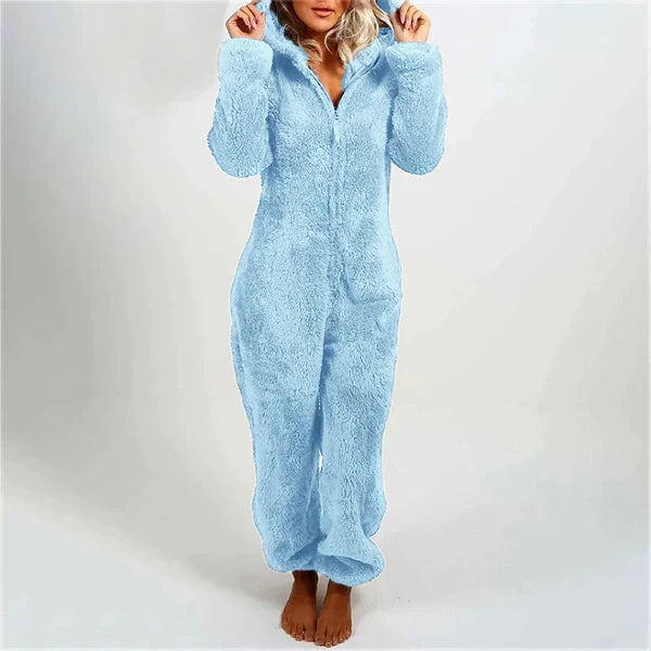 Drune | Damen Teddy Fleece Overall mit Kapuze