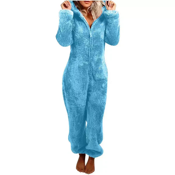 Drune | Damen Teddy Fleece Overall mit Kapuze
