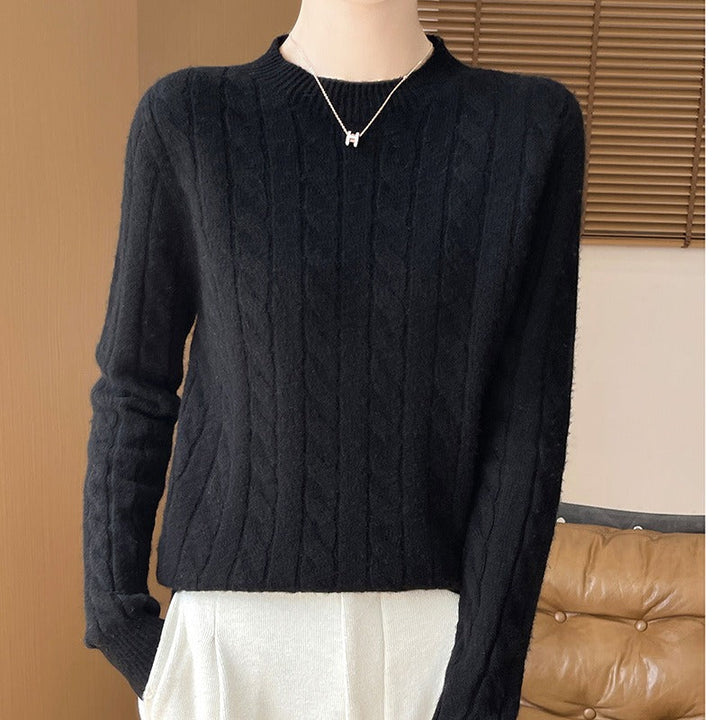 Drune | Pullover Sweatshirt - Wollstrick - Lockere Passform - Zopfmuster - Lange Ärmel