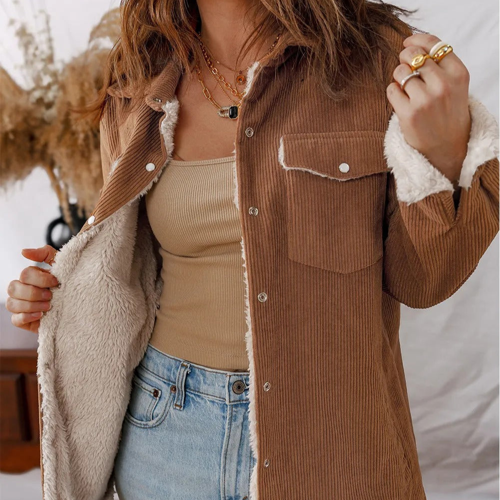 Drune | Damen Fleece gefütterte Cordjacke Liora