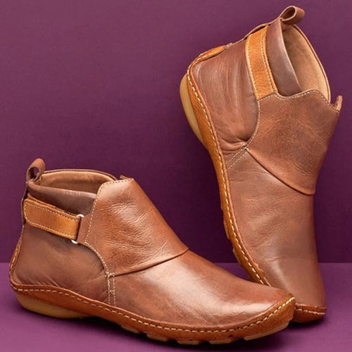 Drune | Stiefeletten - Glattleder - Runde Spitze - Riemen-Detail - Lässige Passform