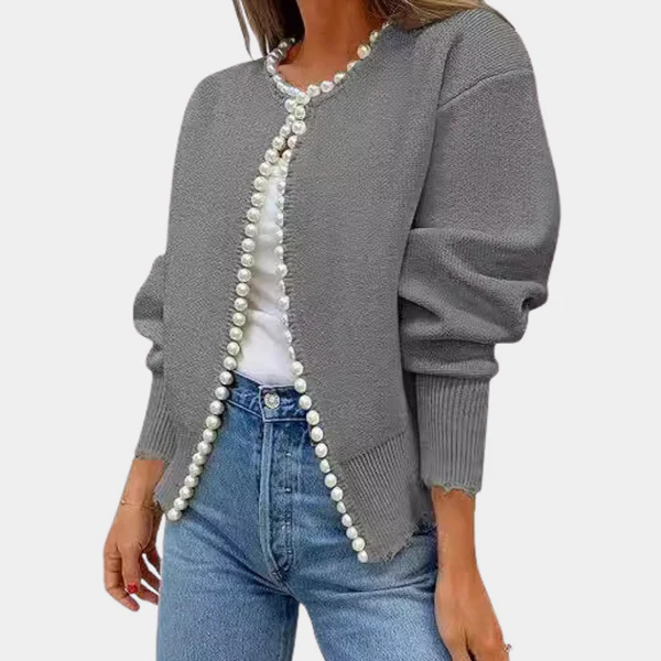 Drune | Strickjacke Bequeme Passform Weiches Strickmaterial Perlenknöpfe Lange Ärmel