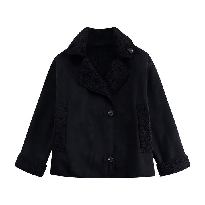 Drune | Kurze Damenjacke mit Bunny-Effekt und Schaffellfutter