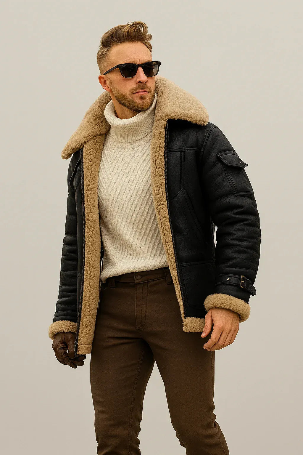 Drune | Winter-Lederjacke mit Lammfellfutter