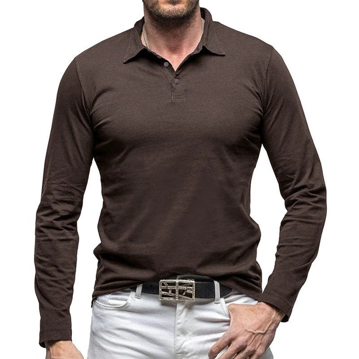 Drune | Piqué Shirt Slim Fit Langarm Knopfverschluss Baumwolle Smart Lässig