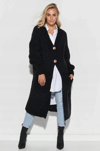 Drune | Strickjacke - Oversized Fit - Wolle - Langes Modell - Knopfschluss - Taschen