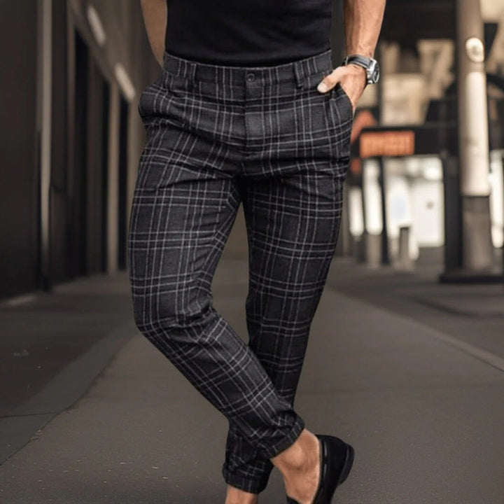 Drune | Chinos Slim Fit Baumwollmischung Karomuster Vollständig Smart Lässig