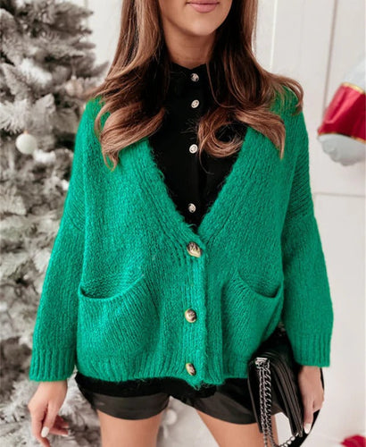 Drune | Strickjacke Übergröße Passform Gestrickt V-Ausschnitt Knöpfe Lässiger Stil