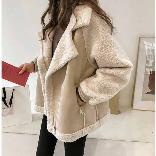 Drune | Warme Damen Teddyjacke mit Weicher Fütterung und Reißverschluss