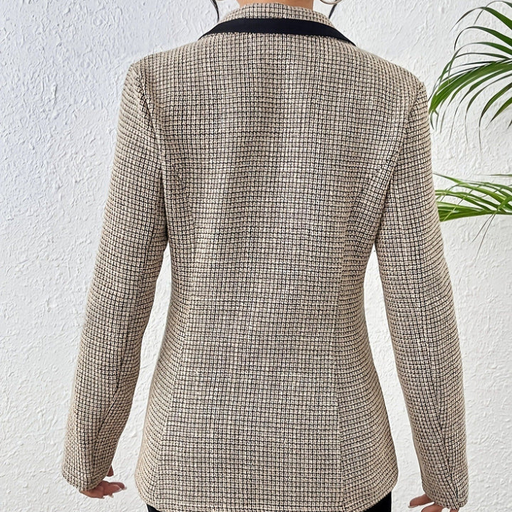 Drune | Damenblazer Tweed-Stoff Kontrastrevers eleganter Stil