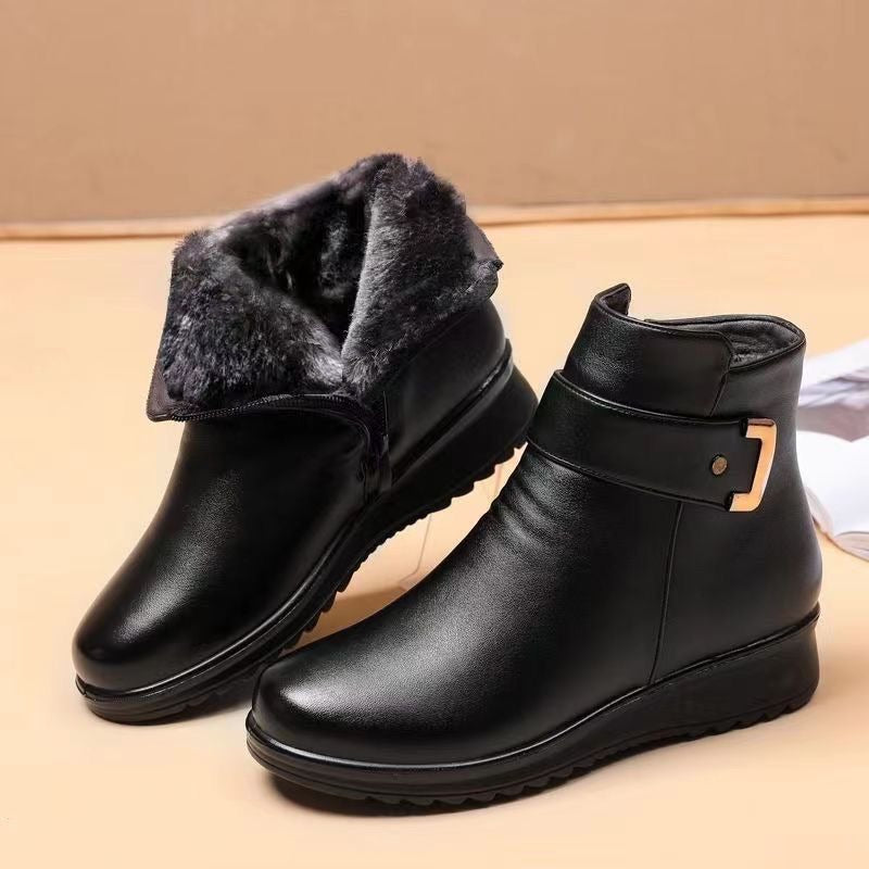 Drune | Stiefeletten Leder Warm Gefüttert Strukturierte Passform Schnalle Rutschfeste Sohle