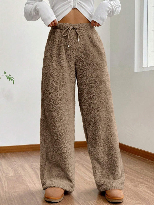Drune | High Waist Teddy Loungehose mit Kordelzug