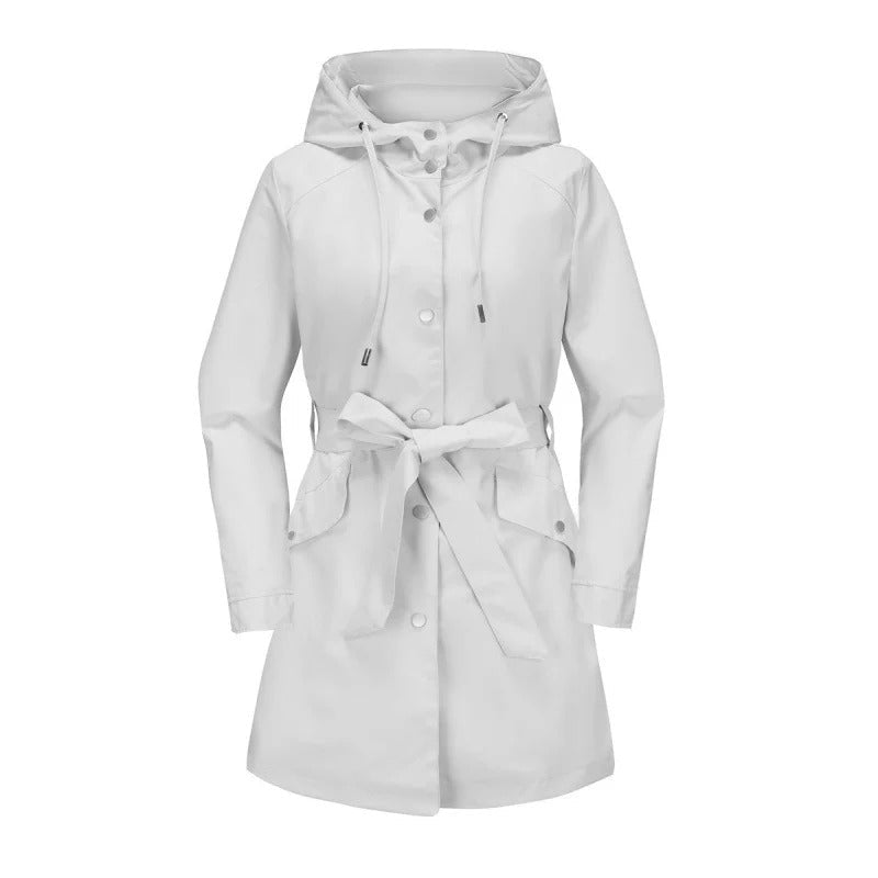 Drune | Trenchcoat - Lockere Passform - Wasserabweisend - Mit Kapuze - Midi-Länge mit Gürtel