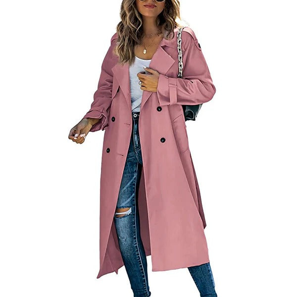 Drune | Trenchcoat - Relaxed Fit - Doppelreiher - Breiter Revers - Lange Länge