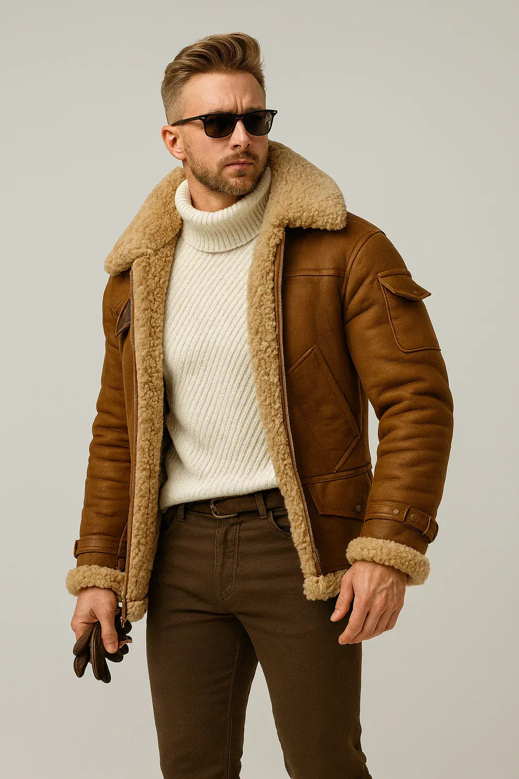 Drune | Winter-Lederjacke mit Lammfellfutter