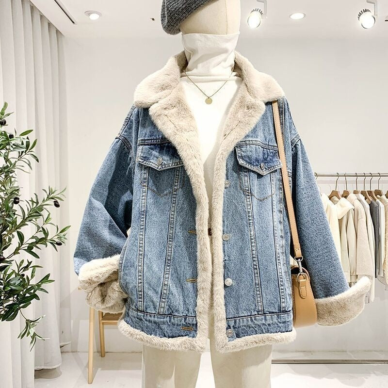 Drune | Damenjacke aus oversized Denim mit Fleece-Futter