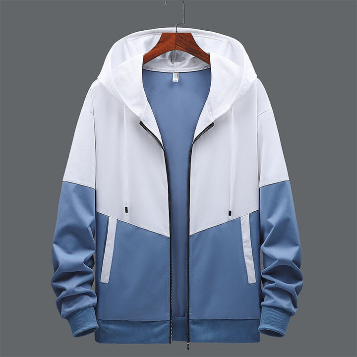 Drune | Zweifarbiges Herren Sweatshirt mit Kapuze und Reißverschluss