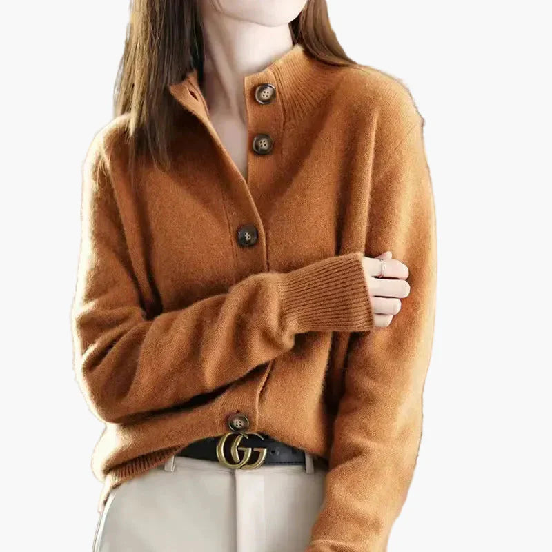 Drune | Strickjacke mit Stehkragen und Knopfleiste - Eleganter Freizeitstil für Büro und Alltag