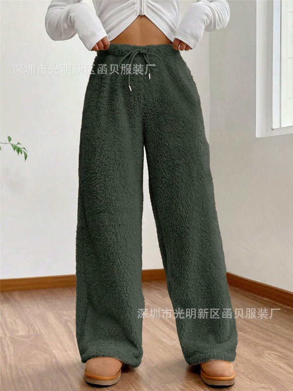 Drune | High Waist Teddy Loungehose mit Kordelzug