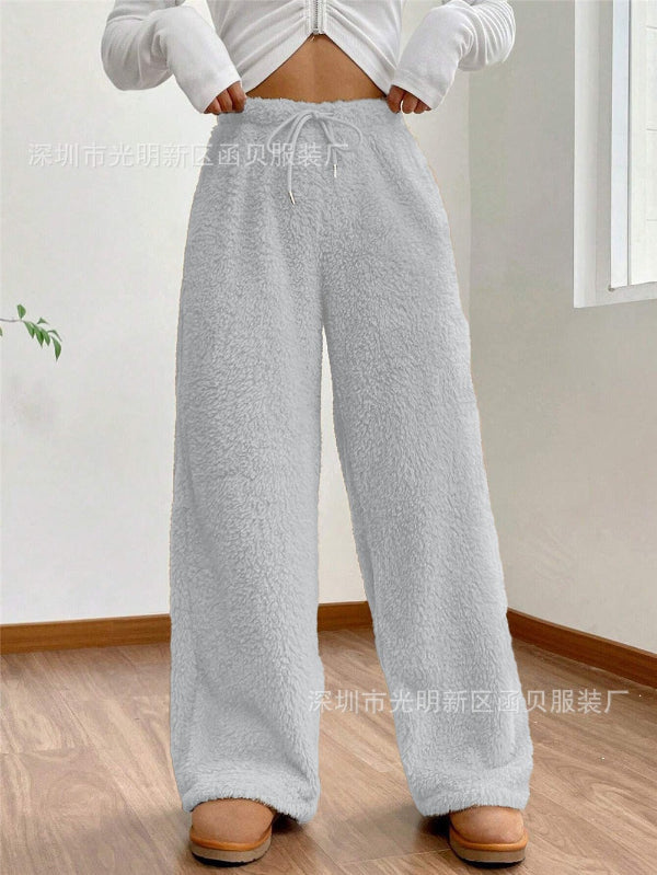 Drune | High Waist Teddy Loungehose mit Kordelzug