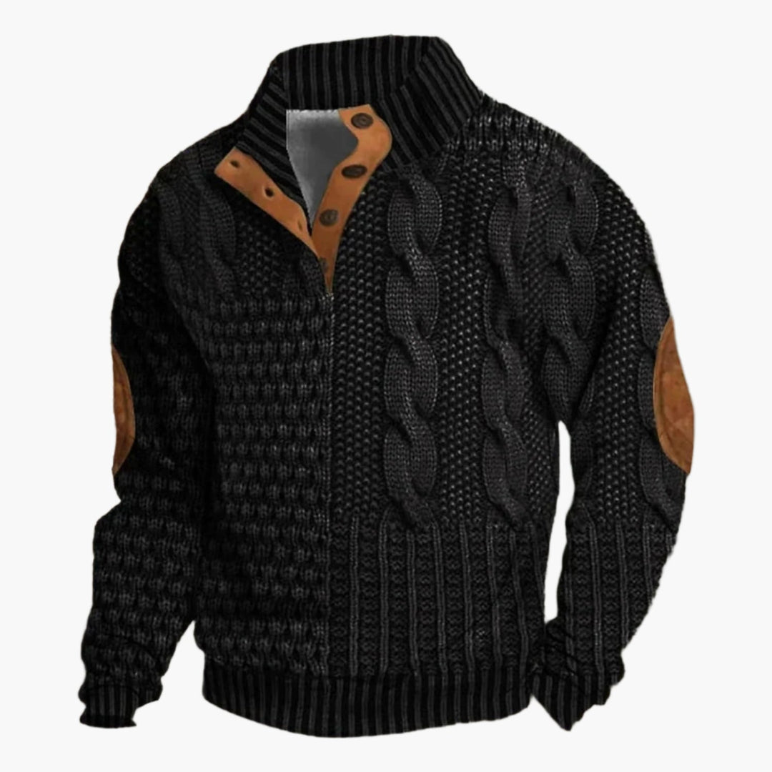 Drune | Strickmuster Bomberjacke im Vintage-Look - Modische Freizeitjacke mit Knopfleiste