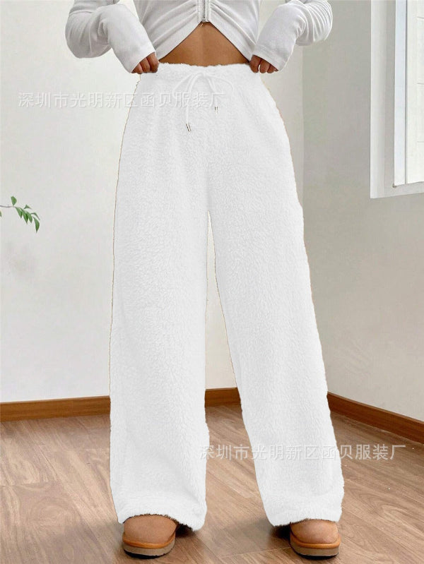 Drune | High Waist Teddy Loungehose mit Kordelzug