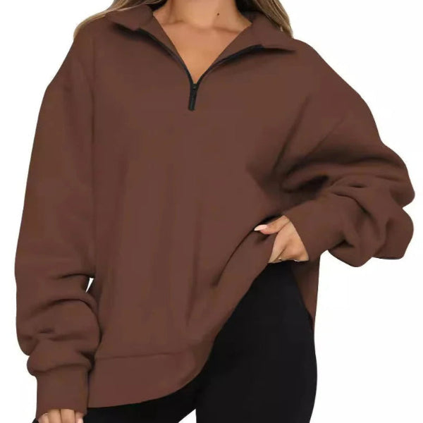 Drune | Sweatshirt - Oversized Fit - Baumwollgefühl - Hoher Kragen - Kurzer Reißverschluss - Freizeitbekleidung
