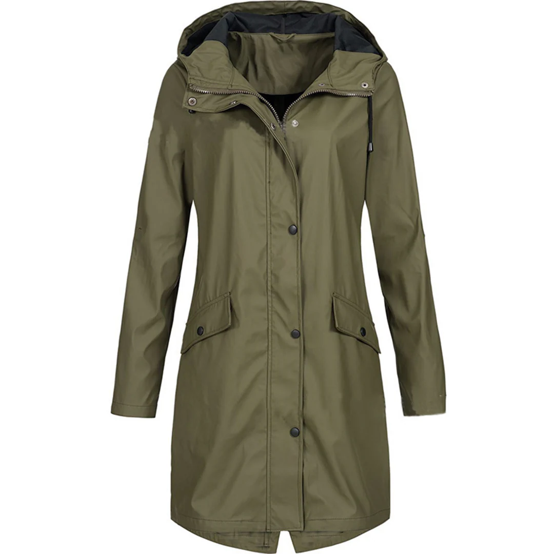 Drune | Regenjacke - Taillierte Passform - Wasserabweisend - Mit Kapuze und Knopfverschluss