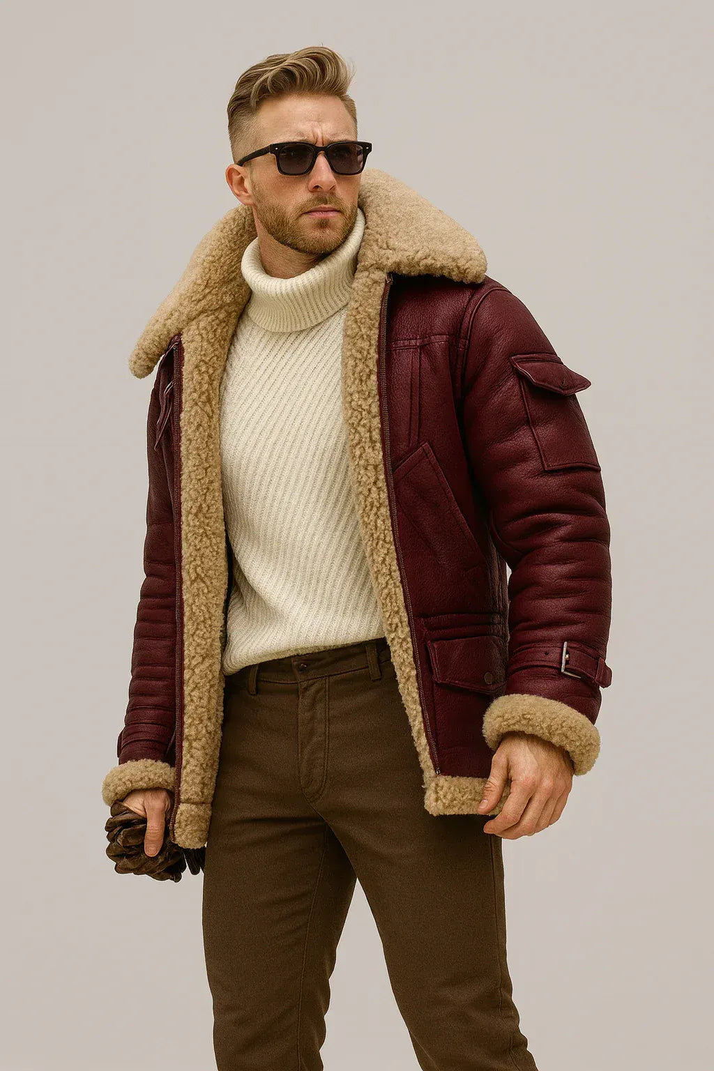 Drune | Winter-Lederjacke mit Lammfellfutter