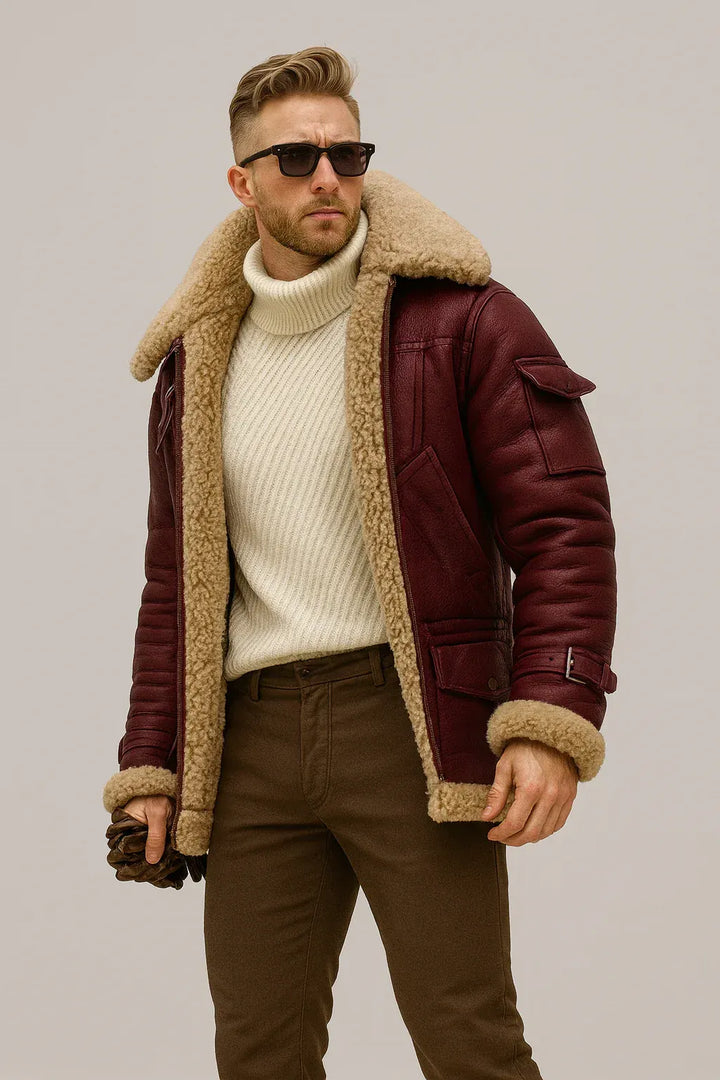 Drune | Winter-Lederjacke mit Lammfellfutter
