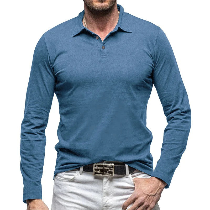 Drune | Piqué Shirt Slim Fit Langarm Knopfverschluss Baumwolle Smart Lässig