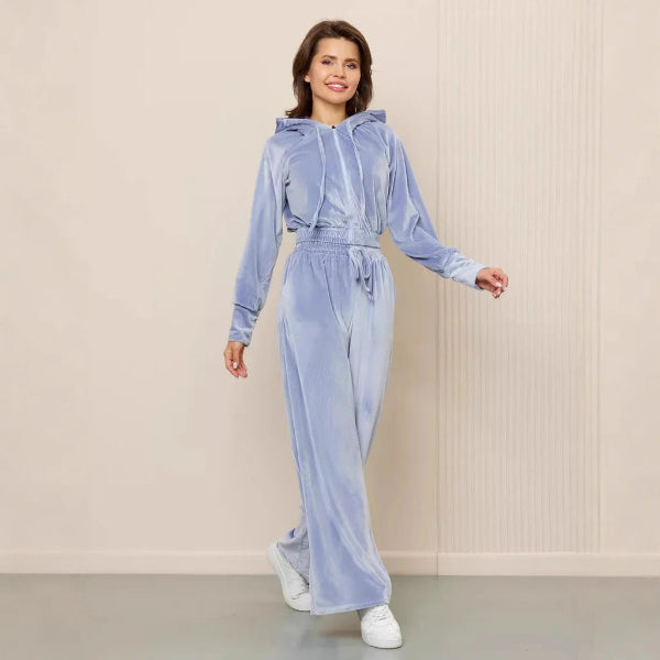 Drune | Loungewear Set Fleece Lässiger Schnitt Kapuzenpullover mit Kordelzug Weite Hose