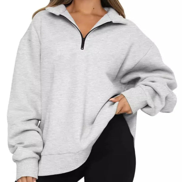 Drune | Sweatshirt - Oversized Fit - Baumwollgefühl - Hoher Kragen - Kurzer Reißverschluss - Freizeitbekleidung