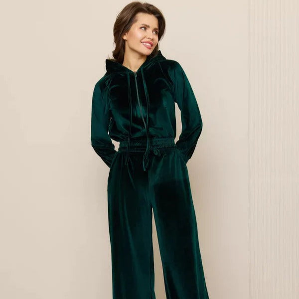 Drune | Loungewear Set Fleece Lässiger Schnitt Kapuzenpullover mit Kordelzug Weite Hose