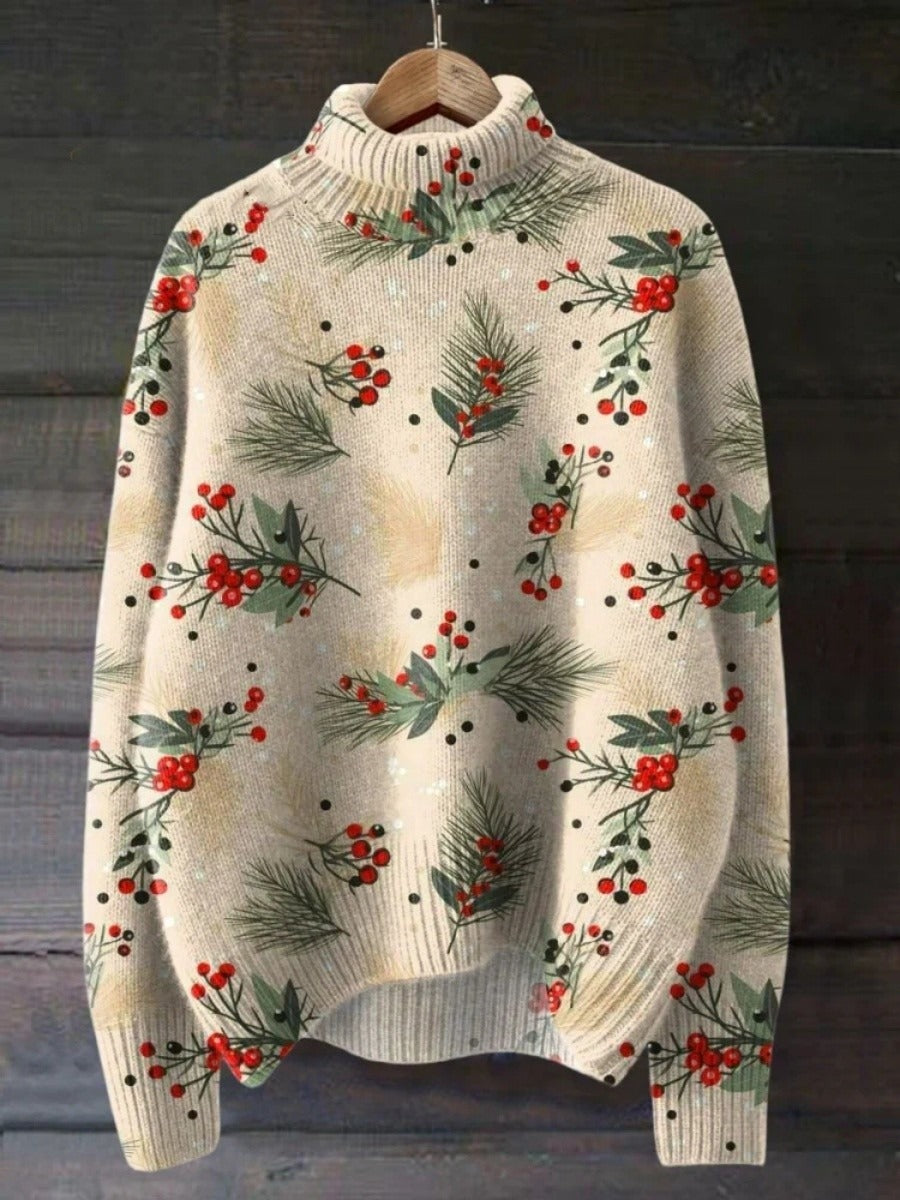 Drune | Rollkragenpullover Wollstrick Relaxed Fit Festliches Muster Rippabschlüsse