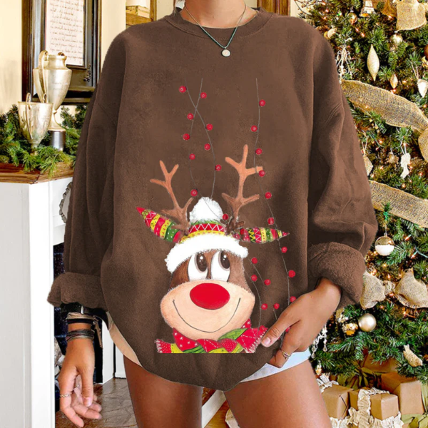Drune | Pullover Sweatshirt - Lockere Passform - Weiches Strick - Rentier Weihnachtsdesign