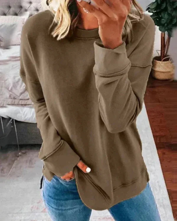 Drune | Sweatshirt - Relaxed Fit - Weicher Baumwollmix - Rundhalsausschnitt mit geripptem Saum