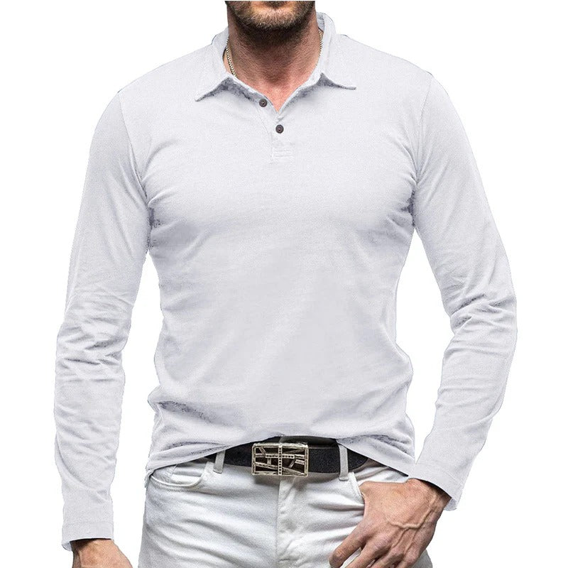 Drune | Piqué Shirt Slim Fit Langarm Knopfverschluss Baumwolle Smart Lässig