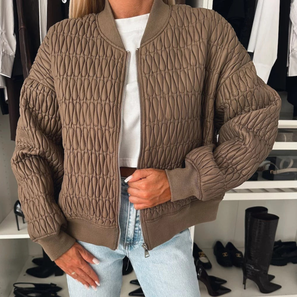 Drune | Gepolsterte Jacke - Kurz geschnittenes Modell - Rippeneinsätze - Reißverschluss - Casual Look