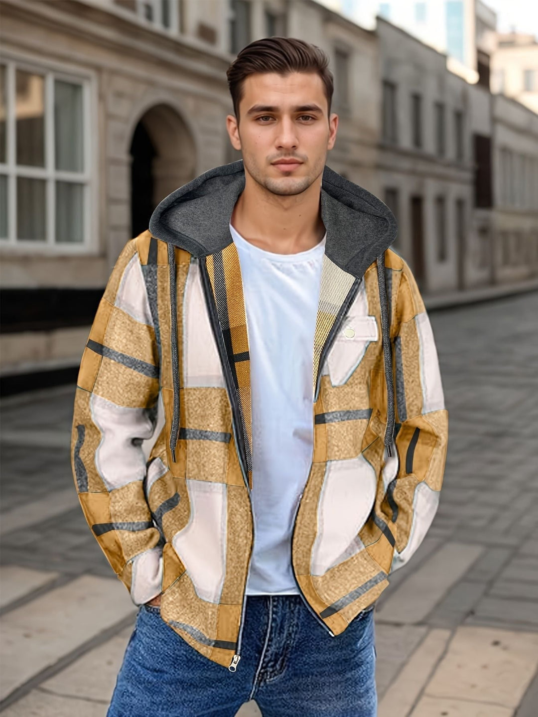Drune | Karierter Herrenjacke mit Kapuze