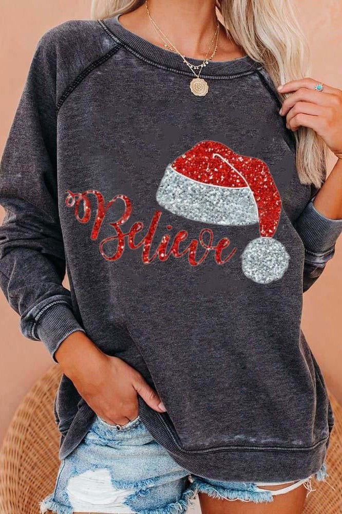 Drune | Sweatshirt - Lockere Passform - Baumwollmischung - Raglanärmel - Festlicher Grafikdruck