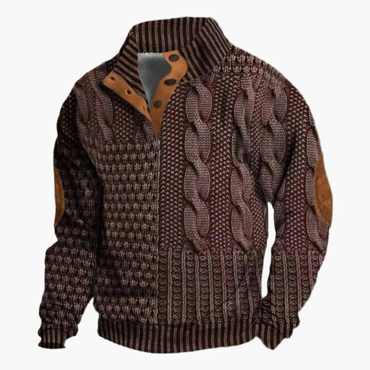 Drune | Strickmuster Bomberjacke im Vintage-Look - Modische Freizeitjacke mit Knopfleiste