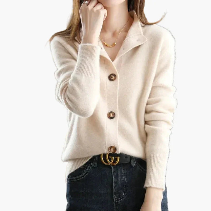 Drune | Strickjacke mit Stehkragen und Knopfleiste - Eleganter Freizeitstil für Büro und Alltag