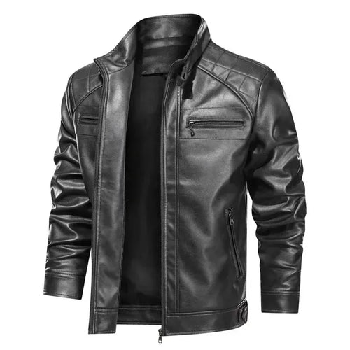 Drune | Bikerjacke Slim Fit Schulterdetails Reißverschluss Lederlook