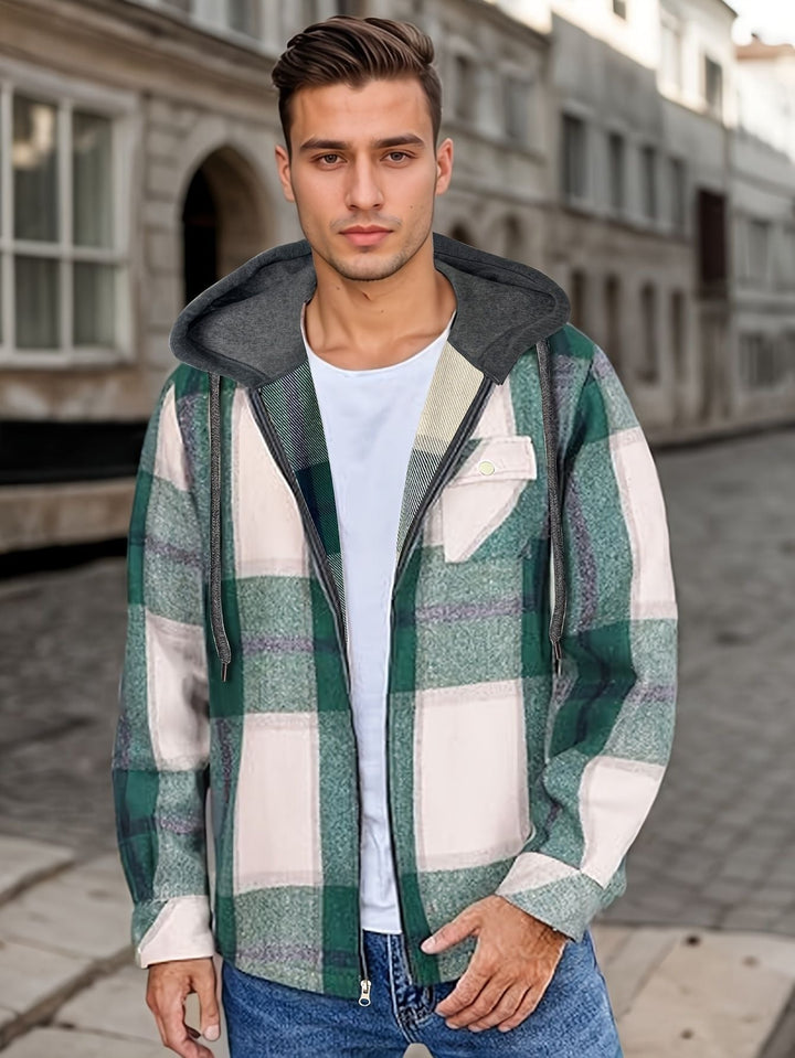 Drune | Karierter Herrenjacke mit Kapuze