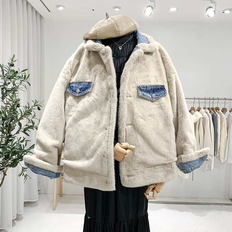 Drune | Damenjacke aus oversized Denim mit Fleece-Futter