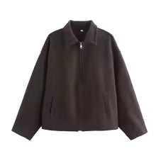 Drune | Jacke - Lockere Passform - Wolltextur - Reißverschluss - Eingeschnittener Kragen - Lässiger Stil